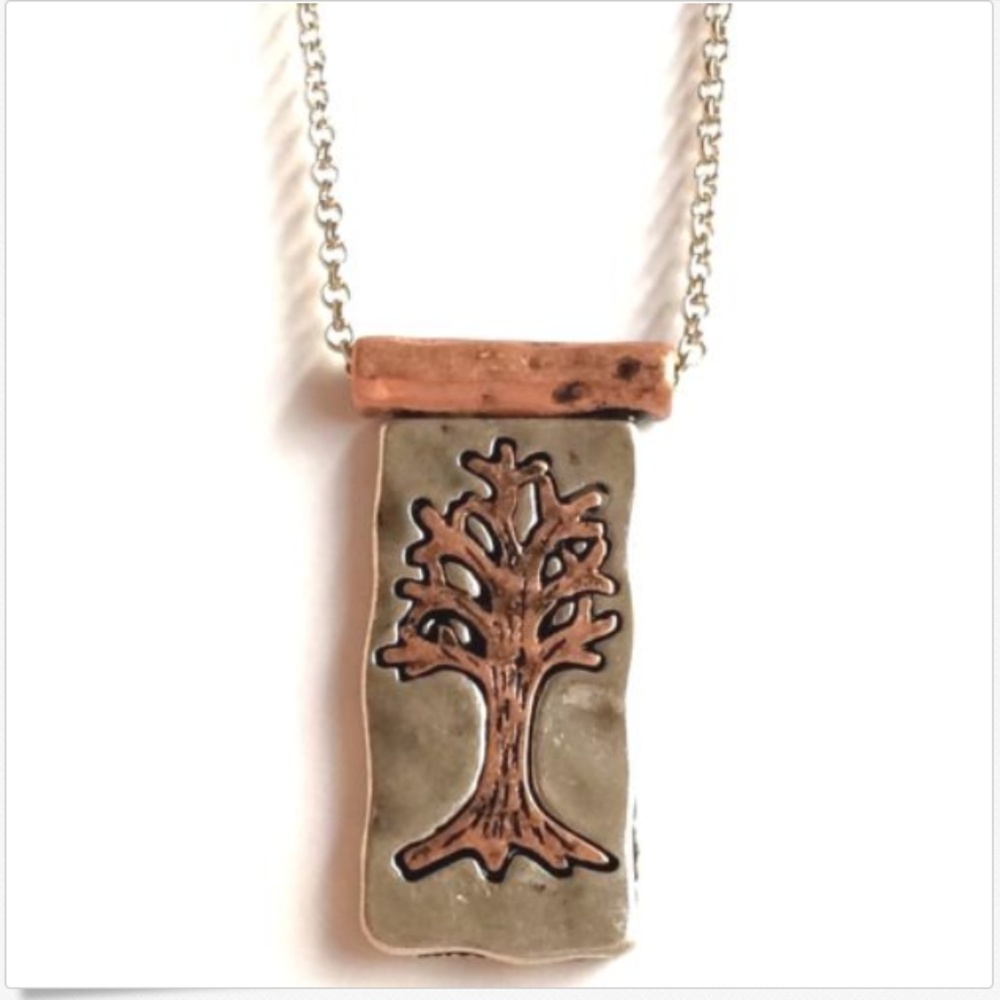 Silver Copper Plated Tree of Life Necklace Celtic Irish Serenity Choker 16"-18"